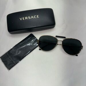 Versace Gold Frame Sunglasses with Black Lenses